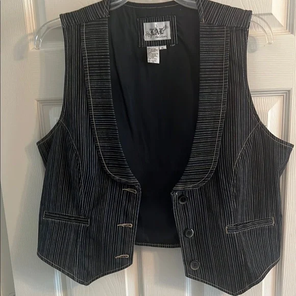 Dark Blue and White Striped Vest - Picture 1 of 6
